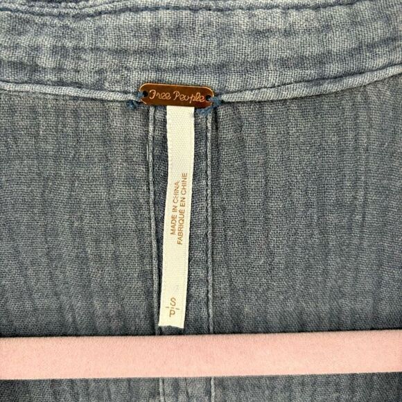 Free‎ People All About The Feels Button Blouse Blue Small - Picture 4 of 9